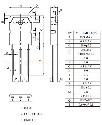 Ktd718 Triple Diffused PNP Transistor (high power amplifier) Audio Amplifier to-3p