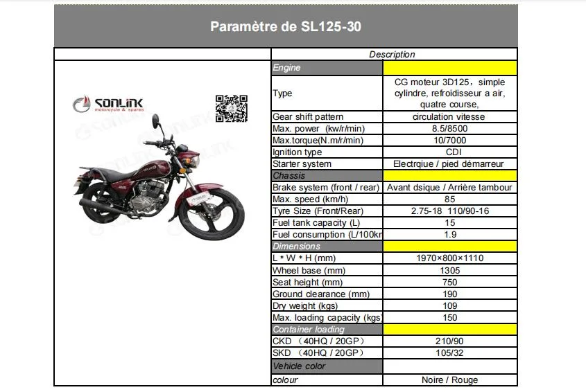 Nouveau Gn Moto 125cc / 150cc Scooter / 250 Dirt Bike / Electric Vehicle