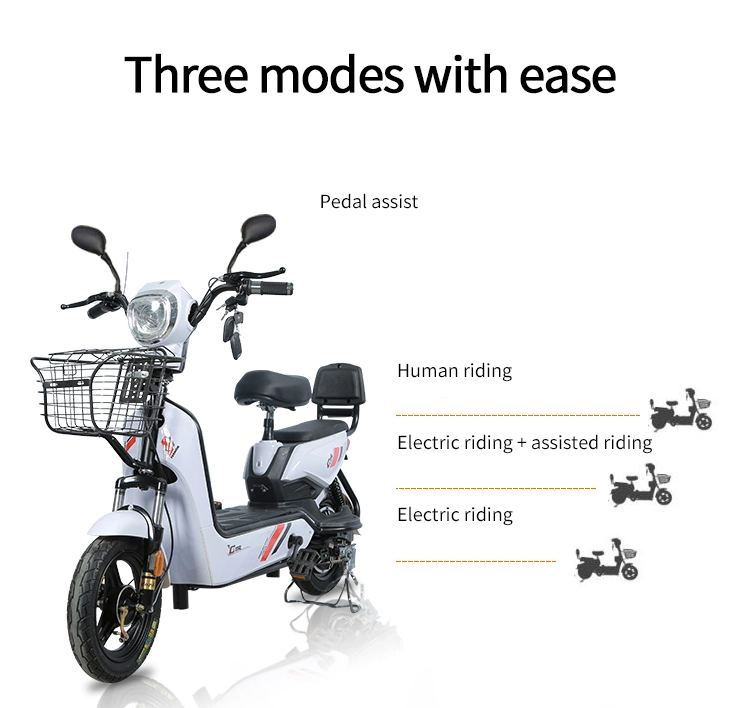 Tjhm-007L Factory with Steel Frame and Pedals 48V 12ah Electric Pedal Scooter Electric Moped Mini Electric Bike