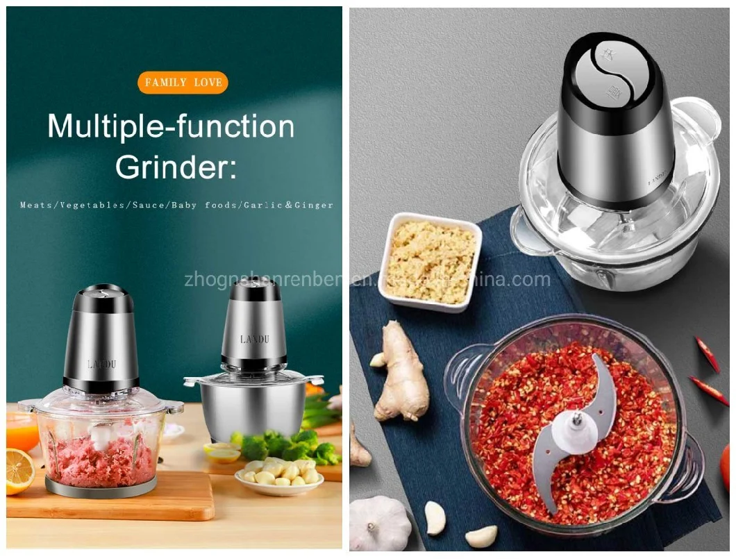 Electric Household Processor Electric Kitchen Meat Grinder Chopper Shredder Food Chopper Stainless Steel