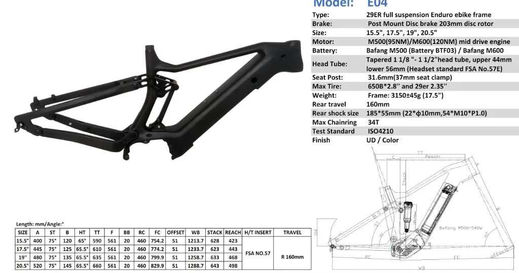 29er 27.5+Plus Electric Mountain Bicycle Enduro Bike Suspension Frame