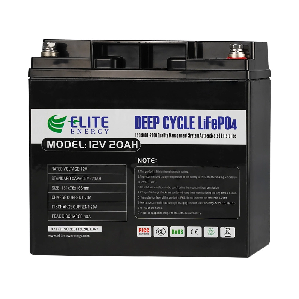 Elite Lithium Battery 12V 20ah Li Ion Battery Deep Cycle LiFePO4 Battery Electric Scooter/Solar Battery