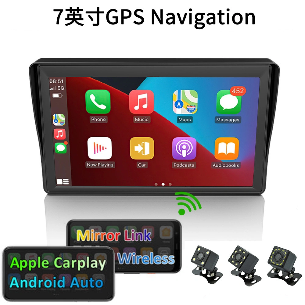 Mekede Universal Wireless 7 Inch Carplay Display Screen for Motorcycles Auto GPS