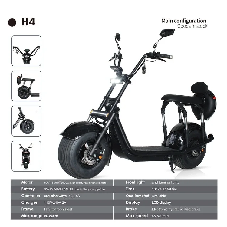 1500W 2000W Citycoco Fat Tire Electric Scooter Moto Electrica EU Approval EEC Coc Electric Motorcycle Citycoco