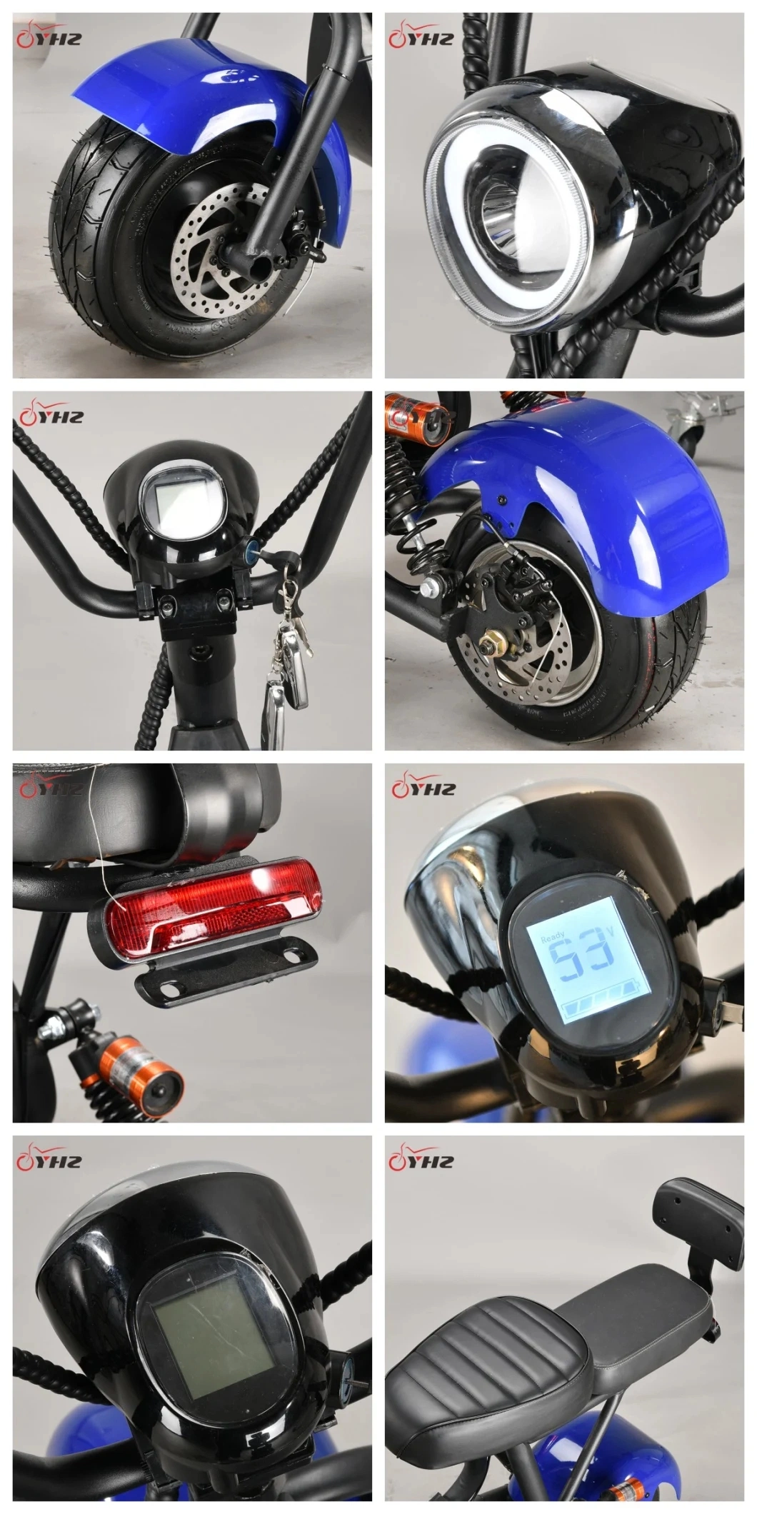 Mini Citycoco Electric Scooter 48V 800W Two Seat Ebike Small Motorcycle