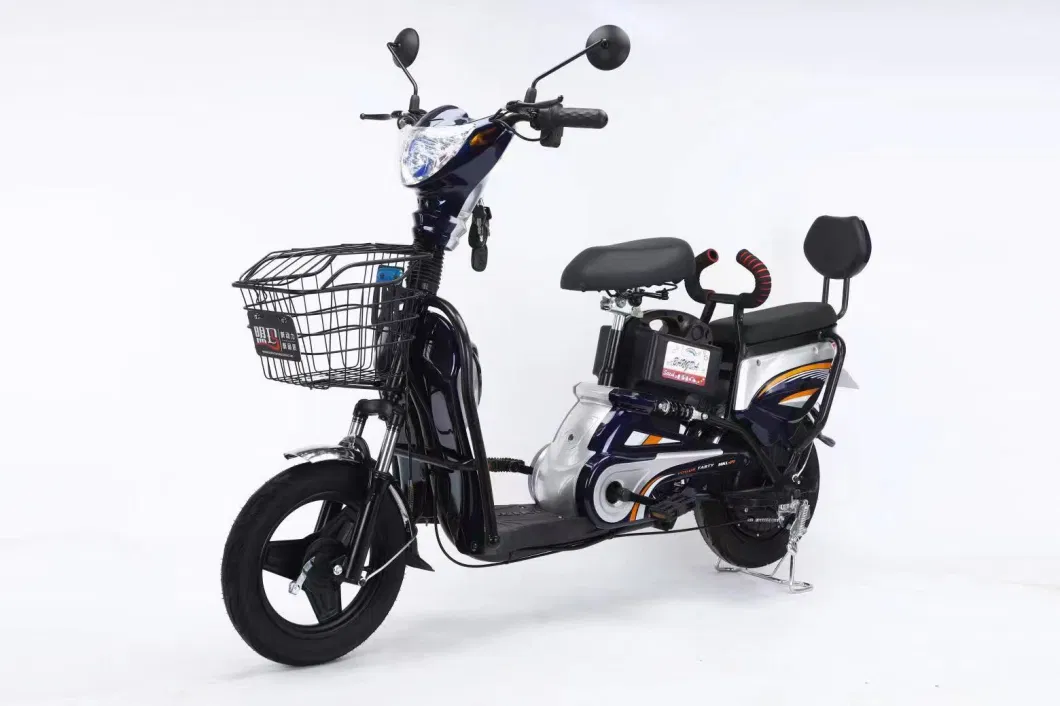 500W 48V 12ah 14 Inch Cheap Simple Commute Lead Acid Battery Iron Body LED Light Electric Scooter with Pedals Bike Bicycle