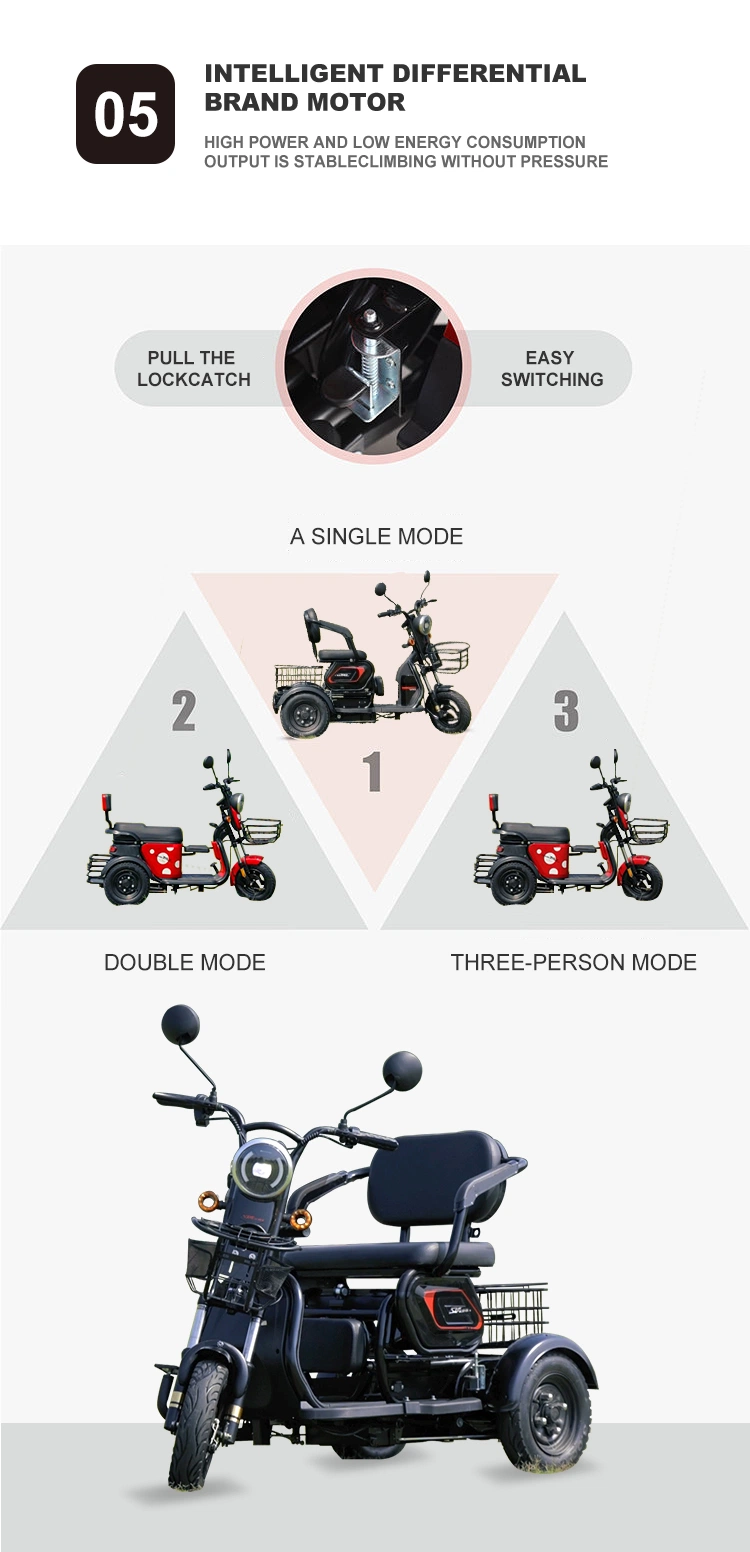 35-85km Endurance Left and Right Turn Signal Three Wheellong Battery Life Tricycles for Electric Adults