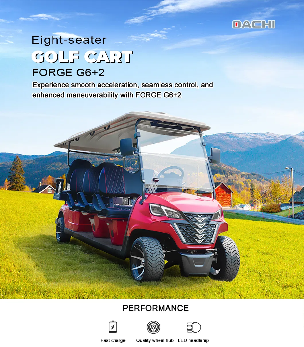 High Performance Lithium Battery Forge G6+2 Customized Electric Golf Cart Golf Buggy