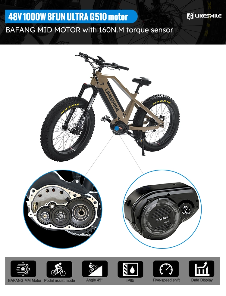 New Design 26*4.8 Fat Tire Electric Bikes Adults Electric Mountain Bike 48V 1000W Dual Drive