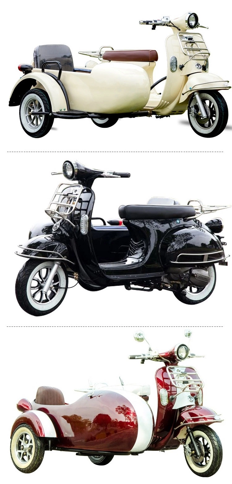 Three Wheel 1000W 1500W Vespa Electric Scooter Bike Tricycle Motorcycle with Sidecar