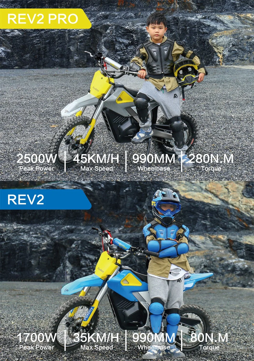 Foxboy Rev2 PRO MID-Drive Motor Lithium Electric Dirt Bike with Kenda Wheel
