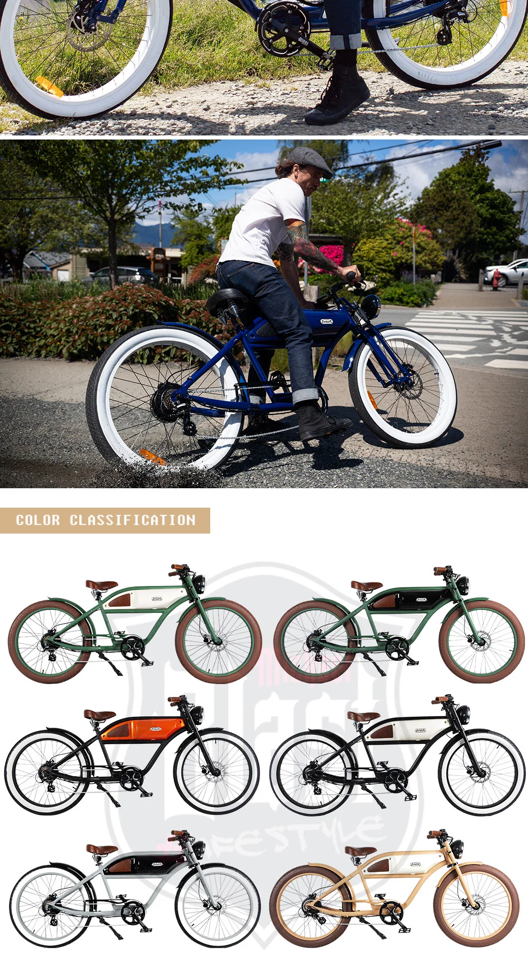 Old Style Ebike with Powerful Motor Electric Bike with Long Distance Battery for Adult