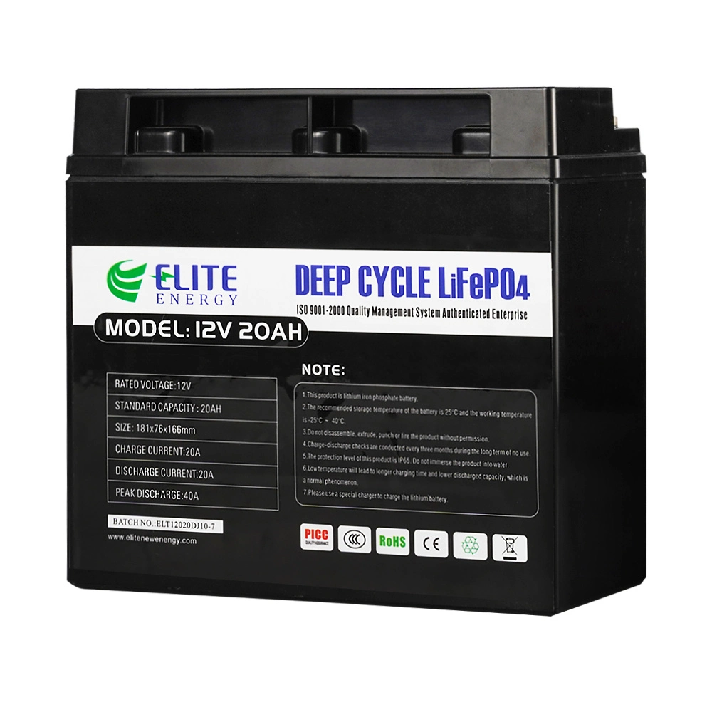 Elite Lithium Battery 12V 20ah Li Ion Battery Deep Cycle LiFePO4 Battery Electric Scooter/Solar Battery