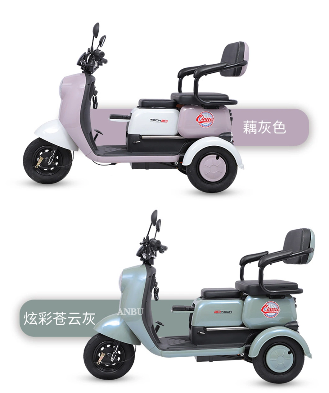 2023 Updated Style 800W Three Wheels Electric Elderly Mobility Scooter Big Power Electric Tricycle on Sale