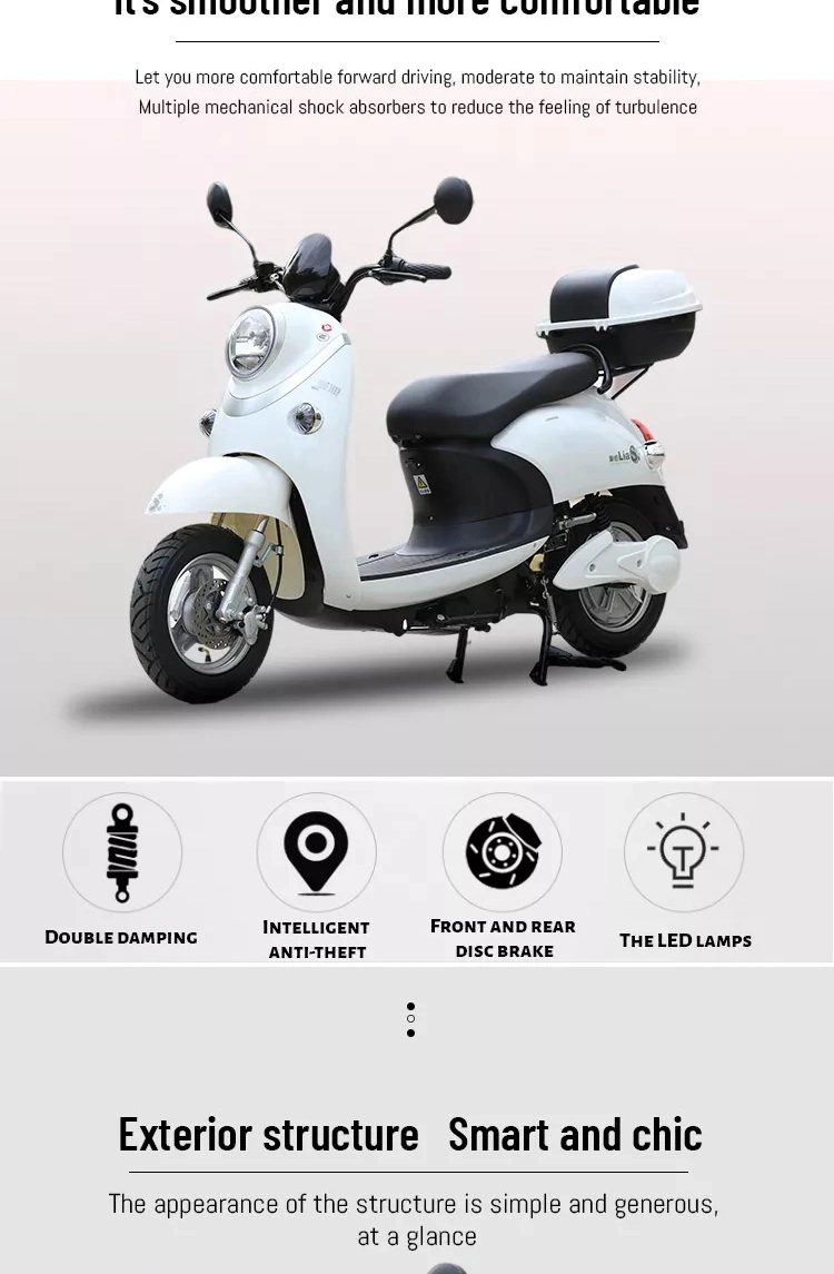 Factory Price Electric Scooter 48V 60V 20ah 1200W Electric Motorcycle with Pedals Disc Brake Free Charger