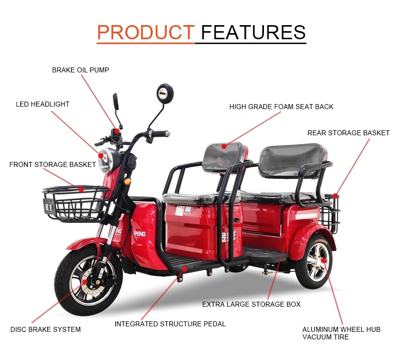 Jinpeng Electric Tricycles 25km/H Suitable for Adults/Disabled Person