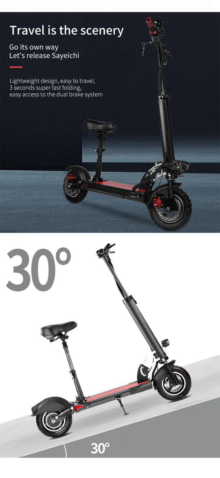 Electric Bike Motorcycle 400W 800W Mobility Scooter Two Wheel Fast Self-Balancing Electric Scooter Foldable Adult