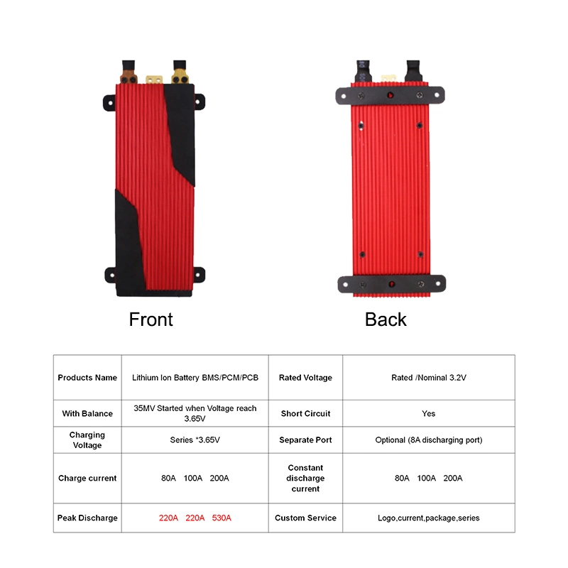 24V BMS 8s 80A 100A 120A 200A PCM for 3.2V LiFePO4 Lithium Battery for Electric Bicycle Scooter Protection Circuit Board