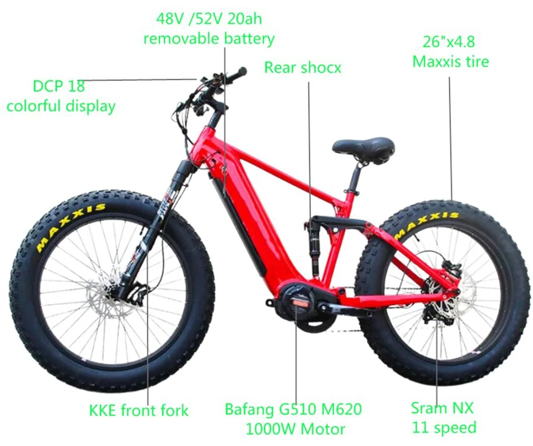 Fast Shipping Bafang Bike Electric Ultra Frames with Motor G510 Downhill Hard Tail Fat Tire 48V 1000W Electric Bike