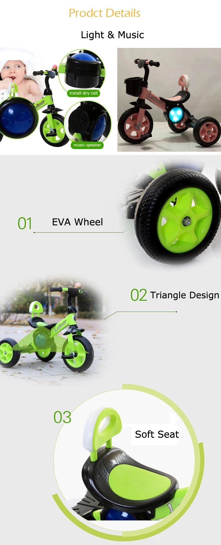China Factory Wholesale 3 Wheels Pedal Baby Tricycle Kids Tricycle Bt-39