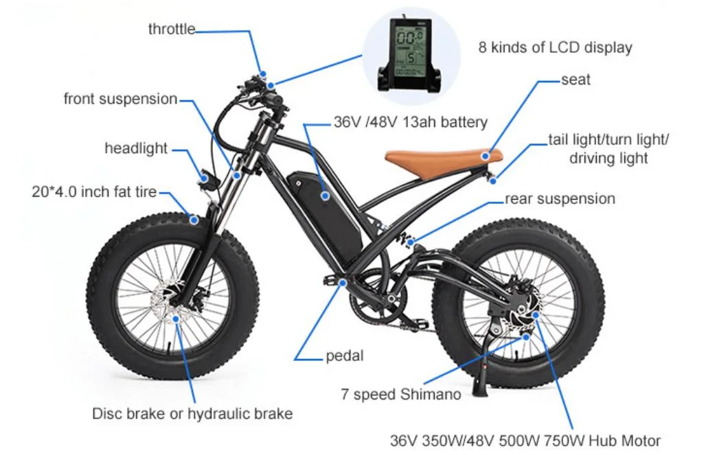 1000W 48V Electric Mountain Bike Electric Bicycle Motorcycles Scooters City Hydrid Bike Fat Bike Beach Cruiser for Adults
