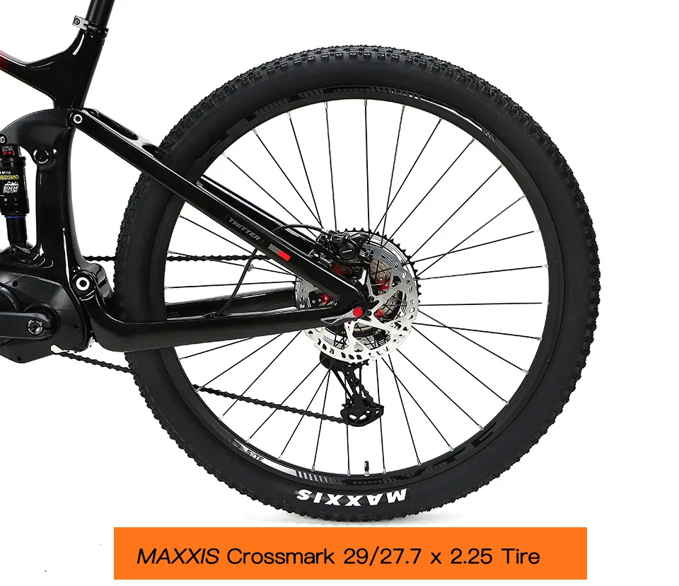 Carbon Fiber MID Drive E-Bike Rockshox Full Suspension Electric Bicycle 250W Electric Mountain Bike