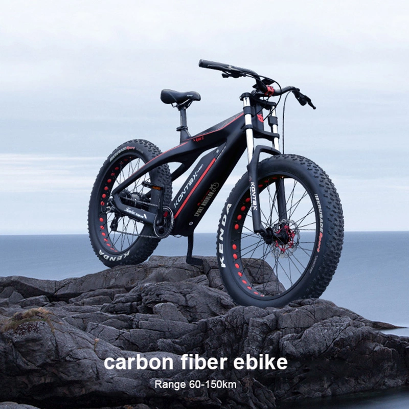 China Kontax Factory Wholesale Carbon Fiber 48V 750W 1000W E-Bicycle E-Bike Electric Bike Snow Fat Tyre Ebike