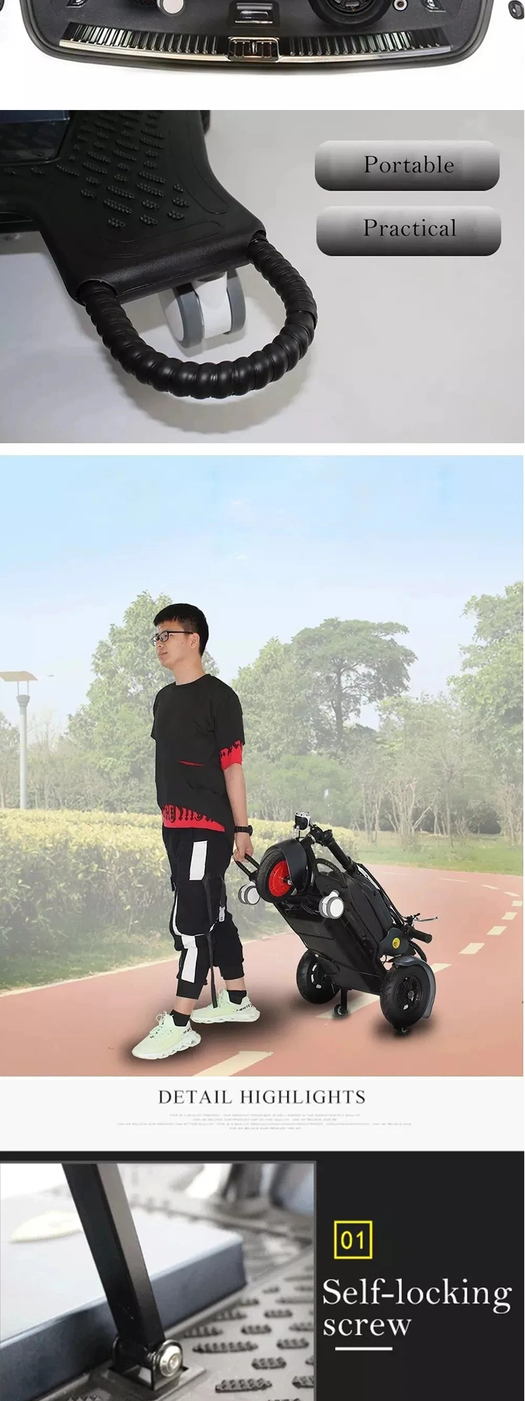 Mobility Scooter with Lithium Battery and Full Suspension Tricycle Adult Electric for Disabled People