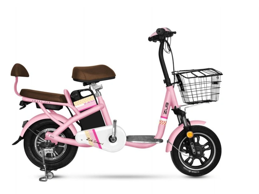 Lithium Battery Electric Bicycle with Front Basket and Rear Seat