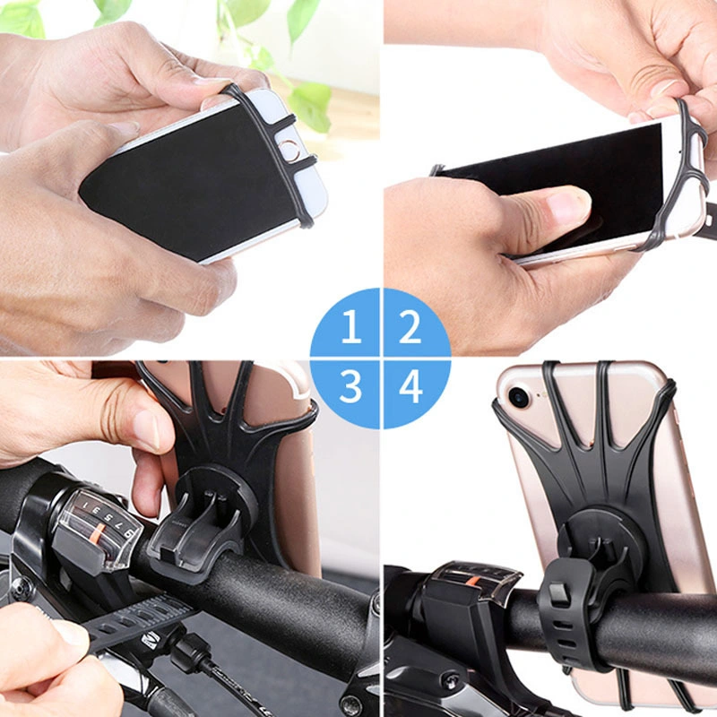 Universal 360 Rotation Adjustable Silicone Bicycle Phone Holder for iPhone Motorcycle Bike Mobile Phone Stand