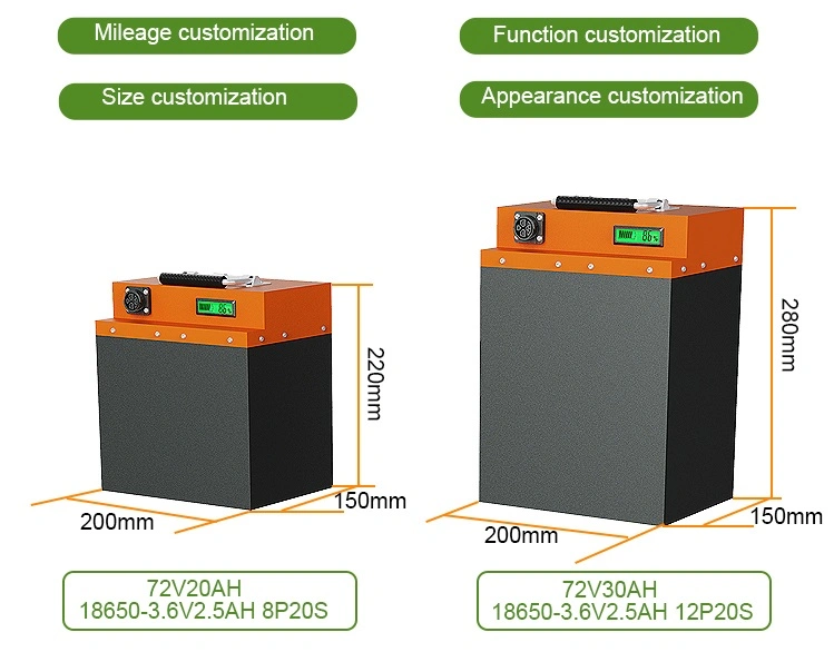 48V/60V/72V 20ah 30ah 40ah 50ah Lithium Battery for Electric Bike Electrical Scooter