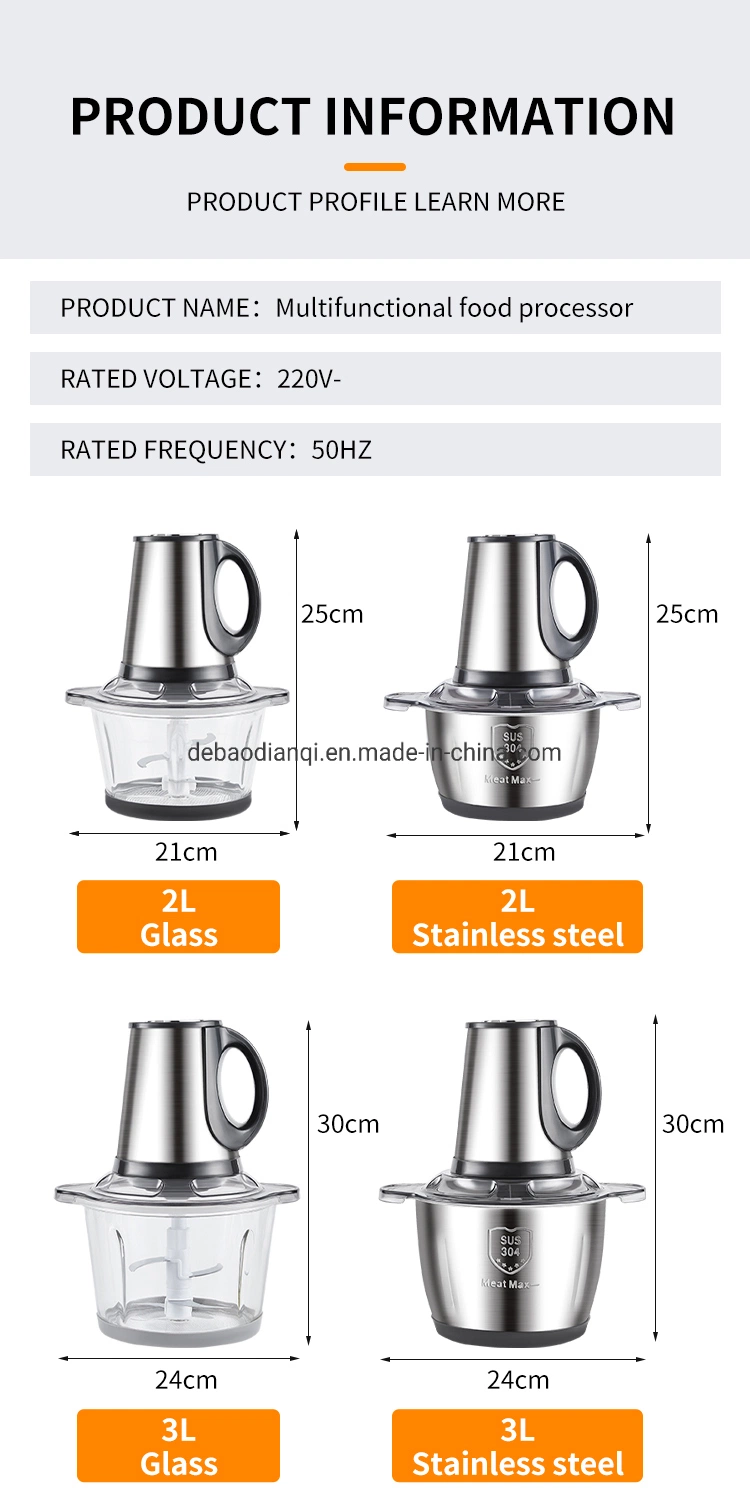 Electric Food Chopper Stainless Steel Processor Multi Mini Electric Vegetable and Food Chopper Grinder