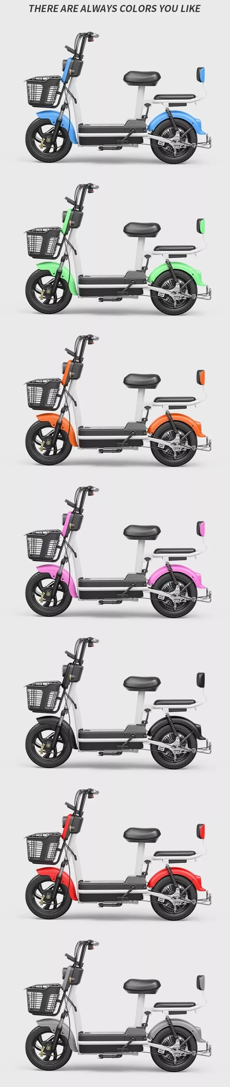 Hot Sale Cheap E-Bike 48V 12ah Battery LED Light and OEM Frame Cycle Electric Bicycle Scooter