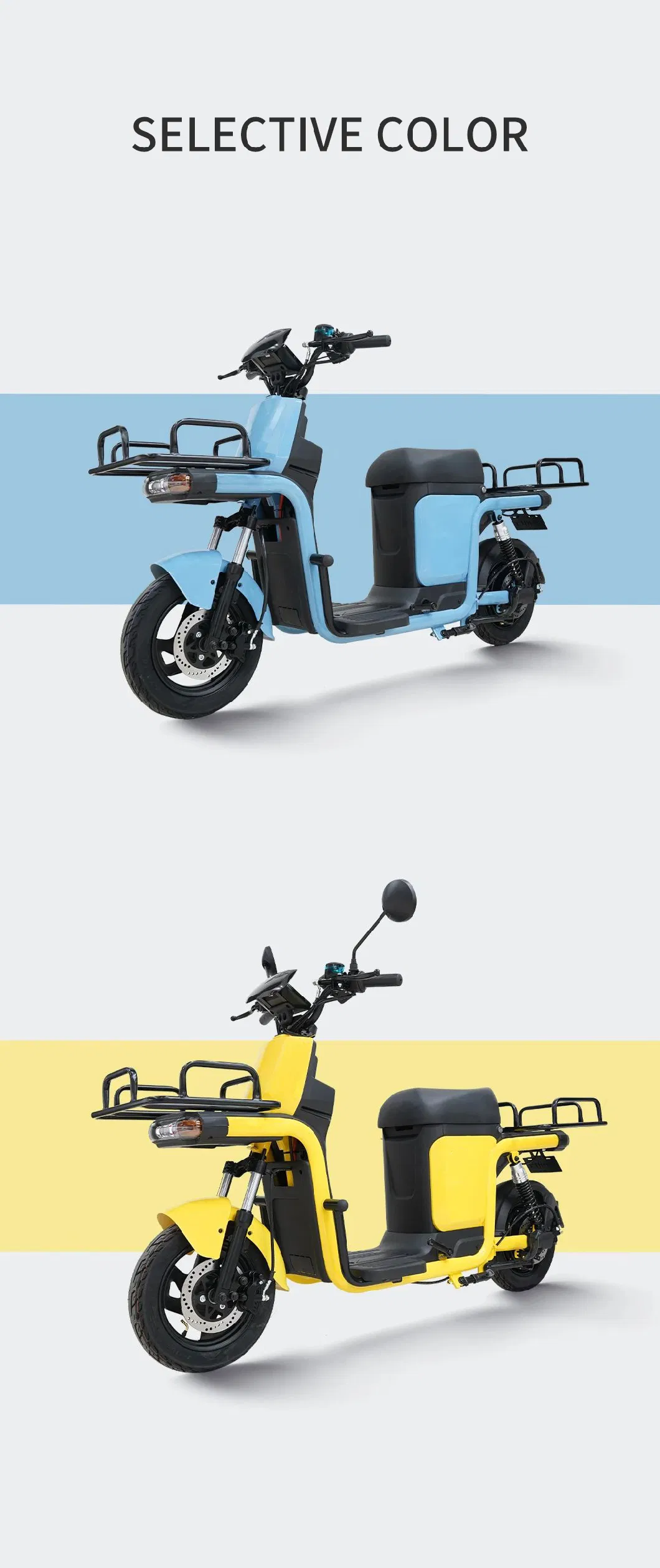 Long Distance Food Delivery Scooter Electric Adult 48V 800W Hub Motor Electric Cargo Bike Hydraulic Suspension Electric Moped