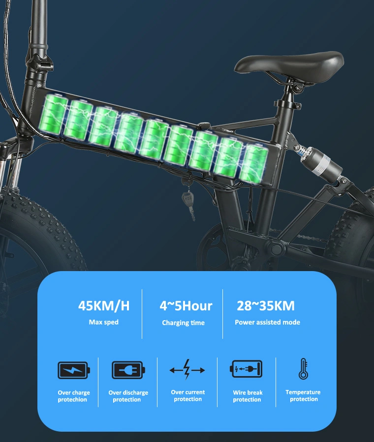 45kmph Ebike Li-ion Battery Electric Bike Folding Bikes Snow Beach Electric Bicycle