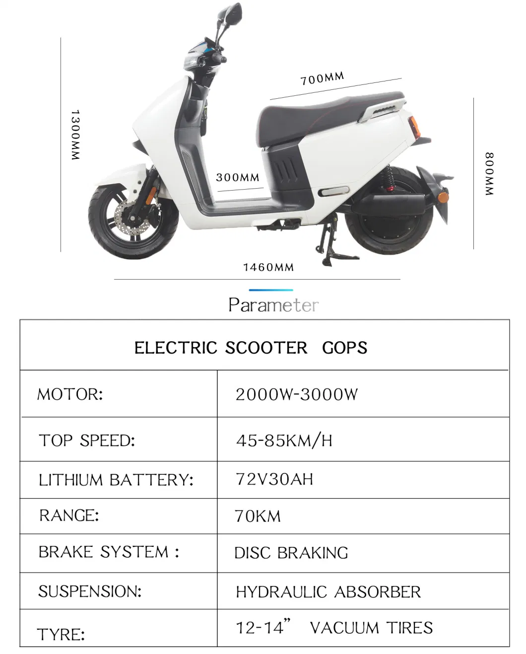 Cheap City Bike Motor 3000W Top Speed 85km/H Electric Scooter