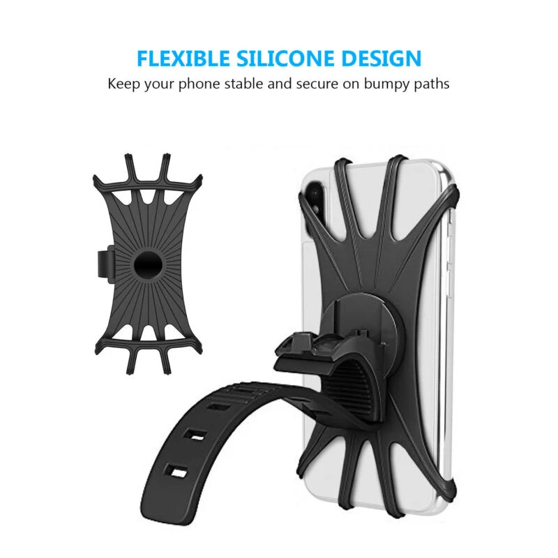 Universal 360 Rotation Adjustable Silicone Bicycle Phone Holder for iPhone Motorcycle Bike Mobile Phone Stand