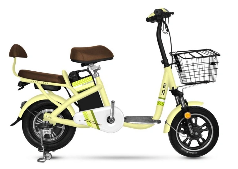 Lithium Battery Electric Bicycle with Front Basket and Rear Seat