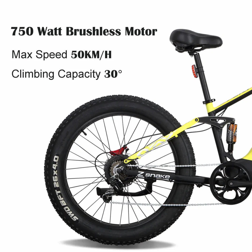 26 Inch Fat off Road Tire Electric Bike 48V 750W Adult Electric Bicycle Factory