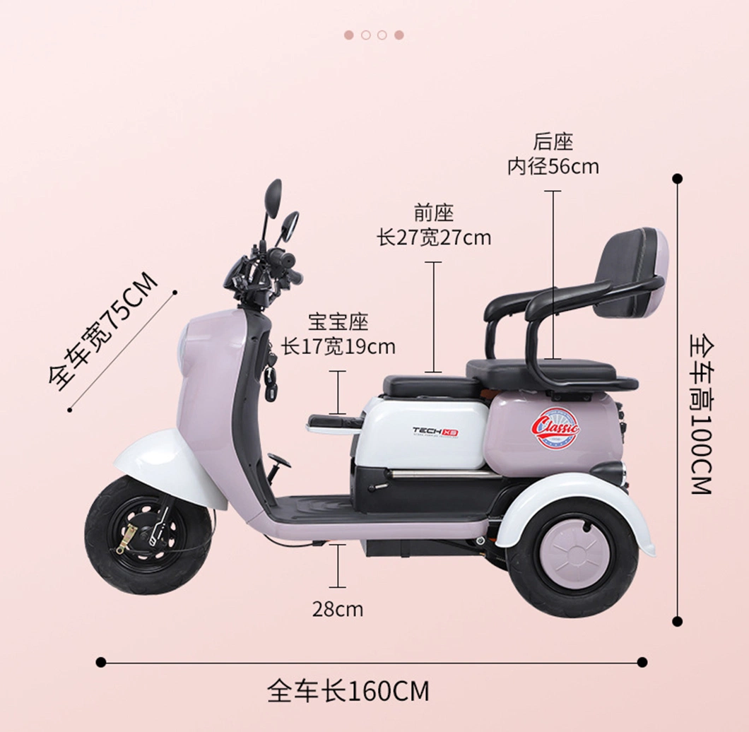 2023 Updated Style 800W Three Wheels Electric Elderly Mobility Scooter Big Power Electric Tricycle on Sale