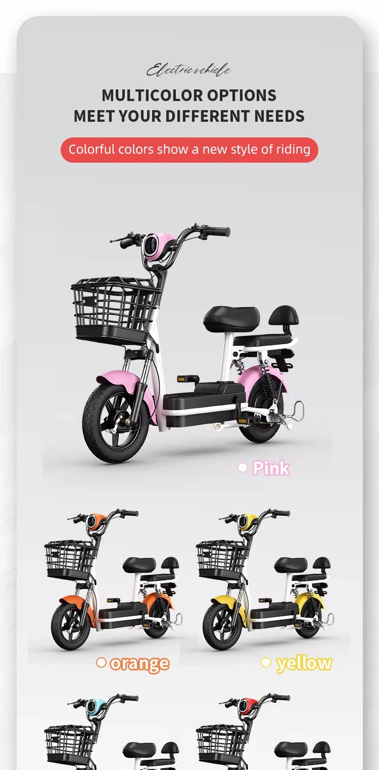 New Adult Electric Scooter 450W Lead-Acid City Fat Tyre Retro Electric City Bicycle with Basket