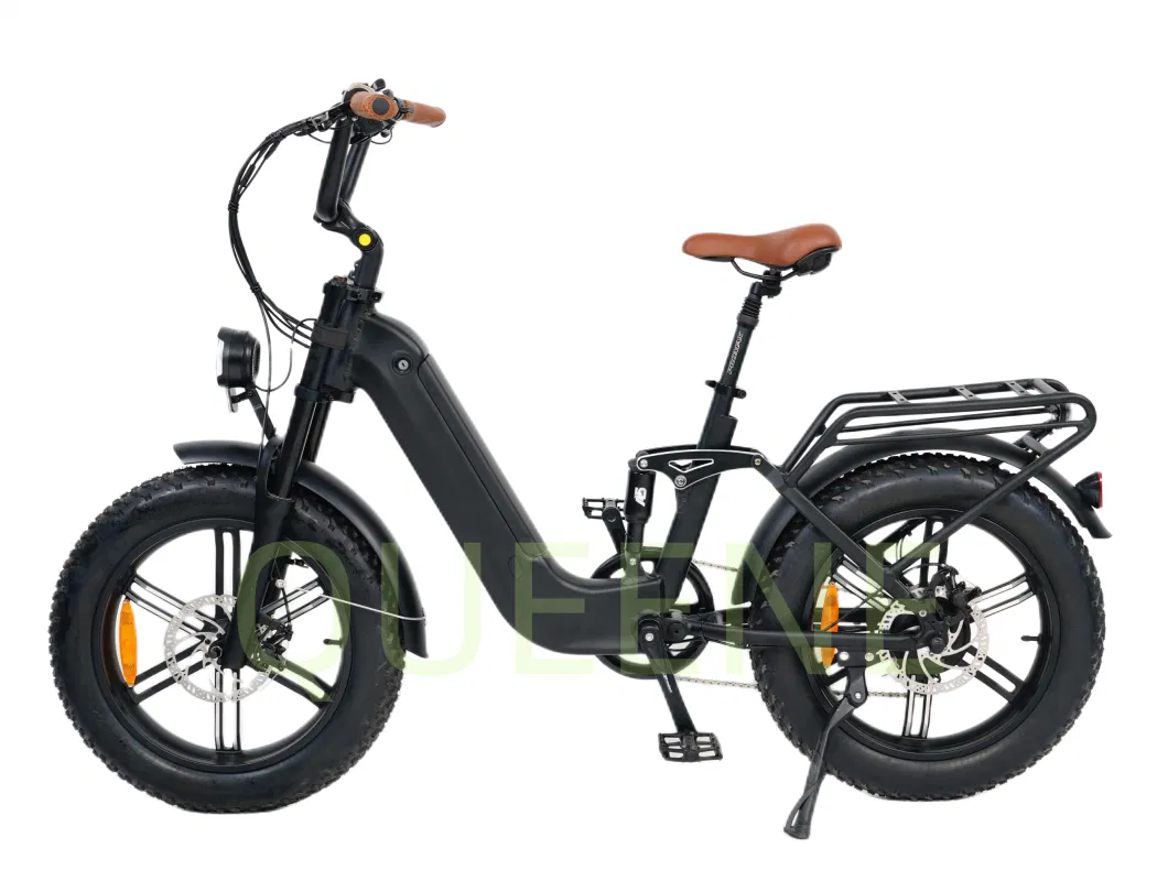 Queene/ 20 Inch Electric Fat Bike Big Power Electric Bicycle Full Suspension E-Bike with Hidden Battery E-Bike