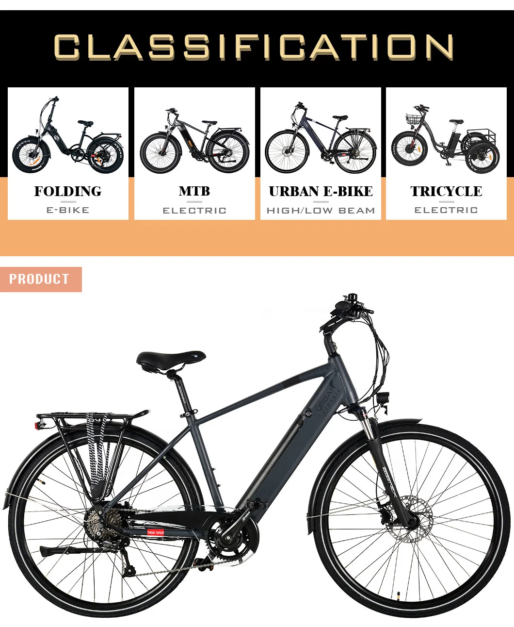 Urban Driving Electric Bicycle 27&quot; Big Wheel Rim Aluminium Frame
