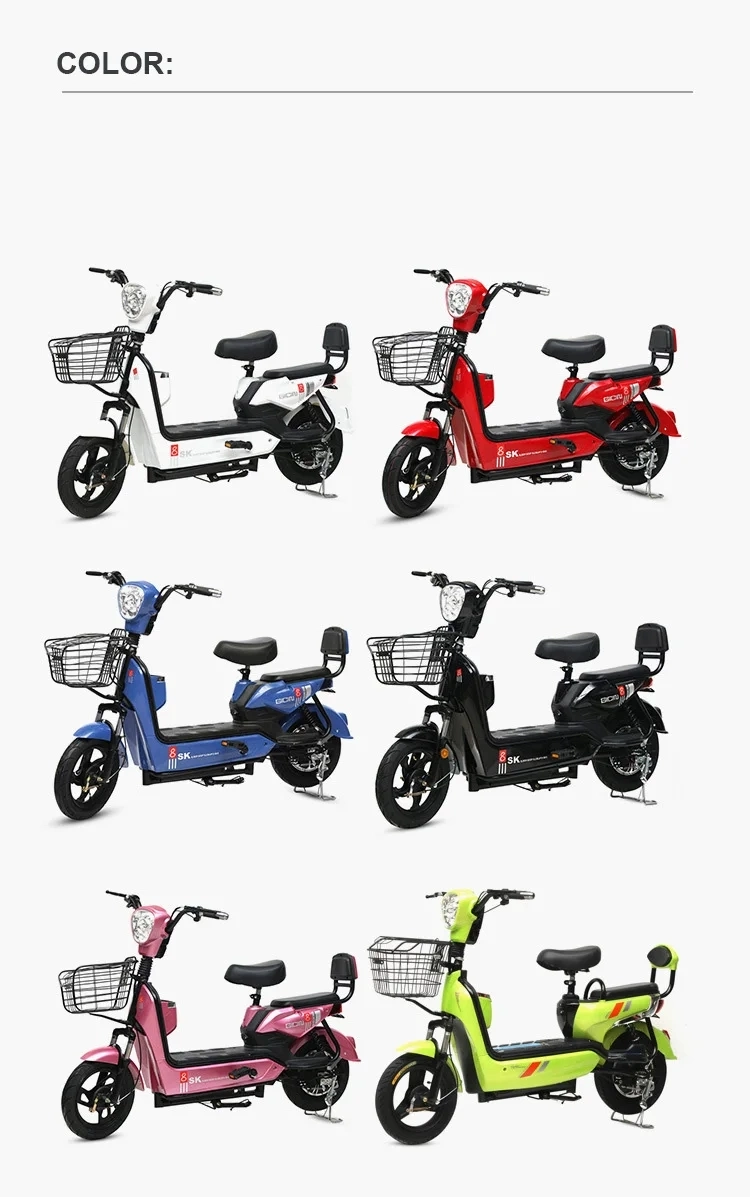 Two Seat Electric Bike 48V 12ah Electrical Scooter Bike Woman Electric Bicycle Low Price