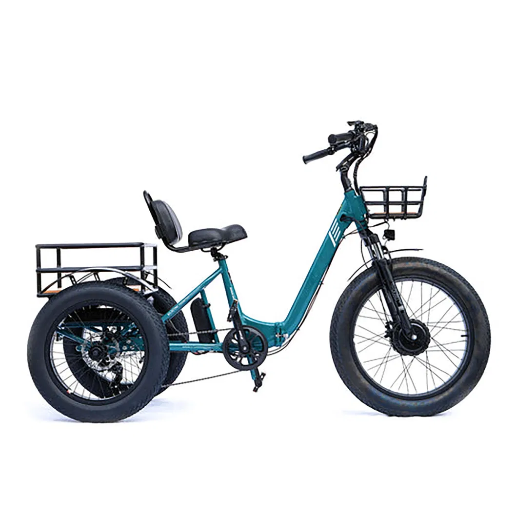 48V/23.2ah Lithium-Ion 4 - 6hours Charging 750W Fat Tire 3 Wheel Cargo Foldable Electric Tricycle