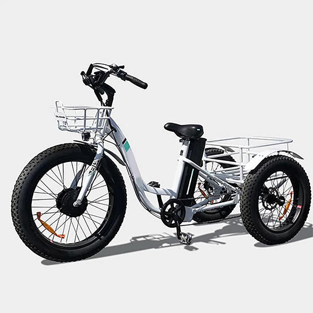 48V/23.2ah Lithium-Ion 4 - 6hours Charging 750W Fat Tire 3 Wheel Cargo Foldable Electric Tricycle