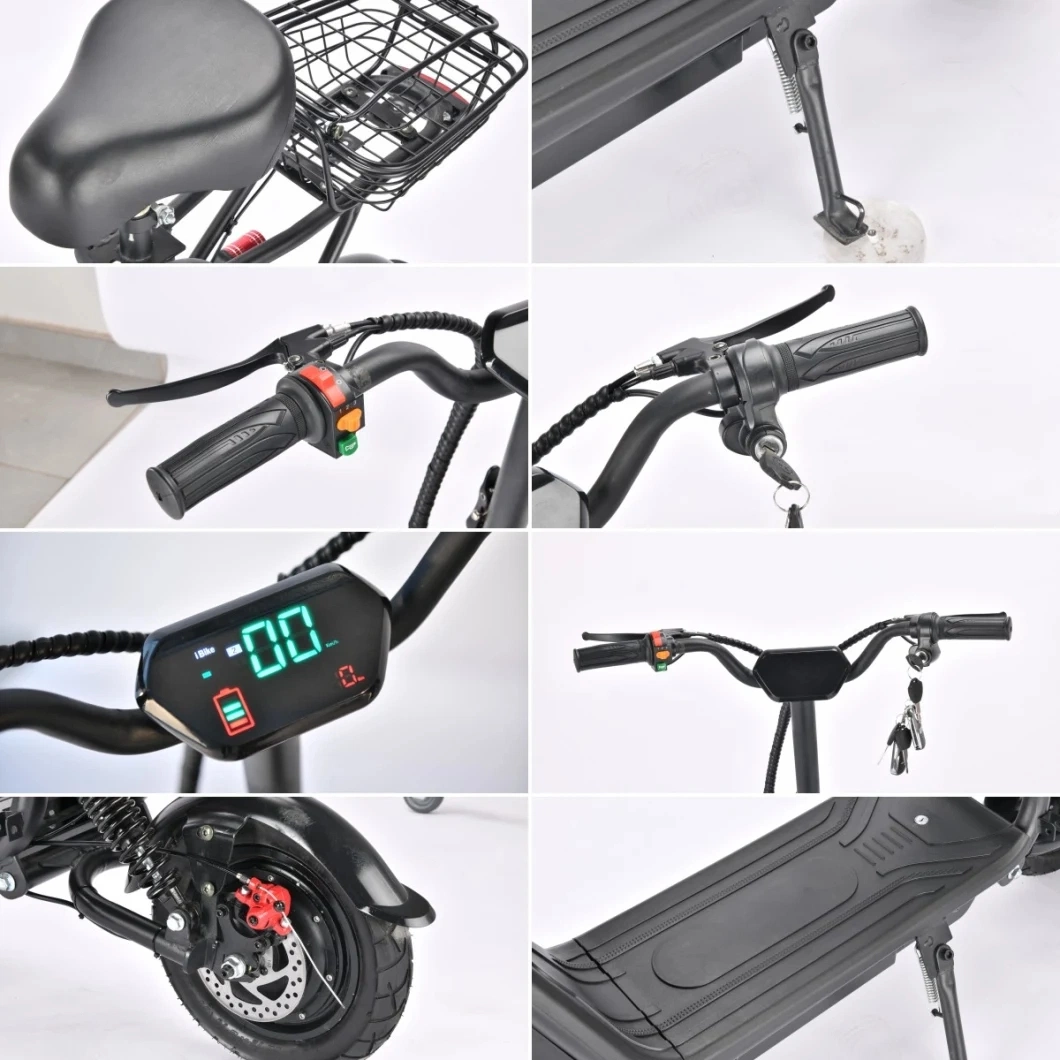 Adult Foldable Electric Bike 800W 48V Motor Mini Scooter with Double Seat