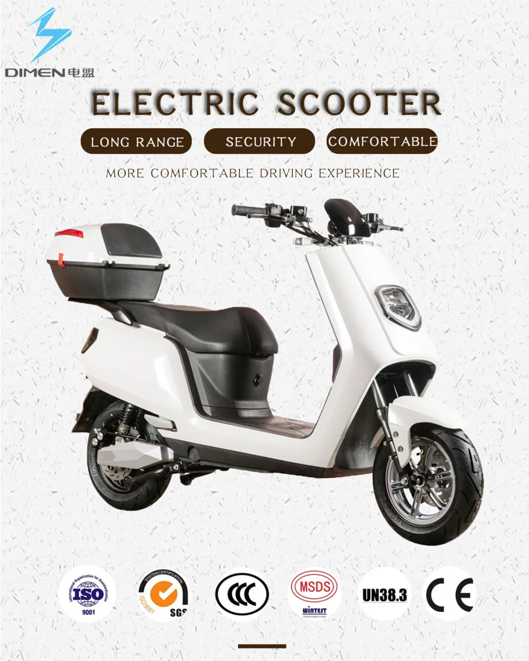 2000V Powerful Adult Electric Scooter Electric Bike with CKD EEC Certificate Removable Battery