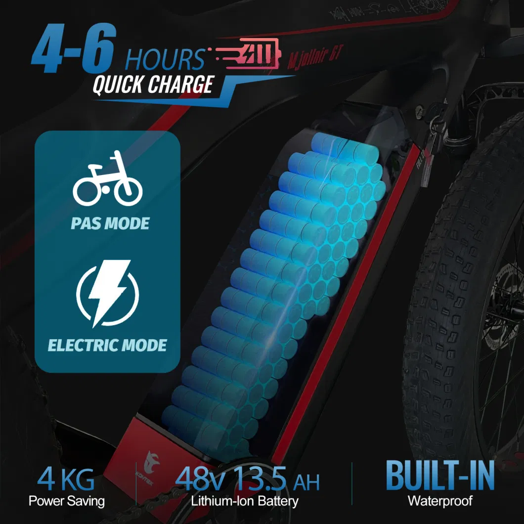 China Kontax Factory Wholesale Carbon Fiber 48V 750W 1000W E-Bicycle E-Bike Electric Bike Snow Fat Tyre Ebike