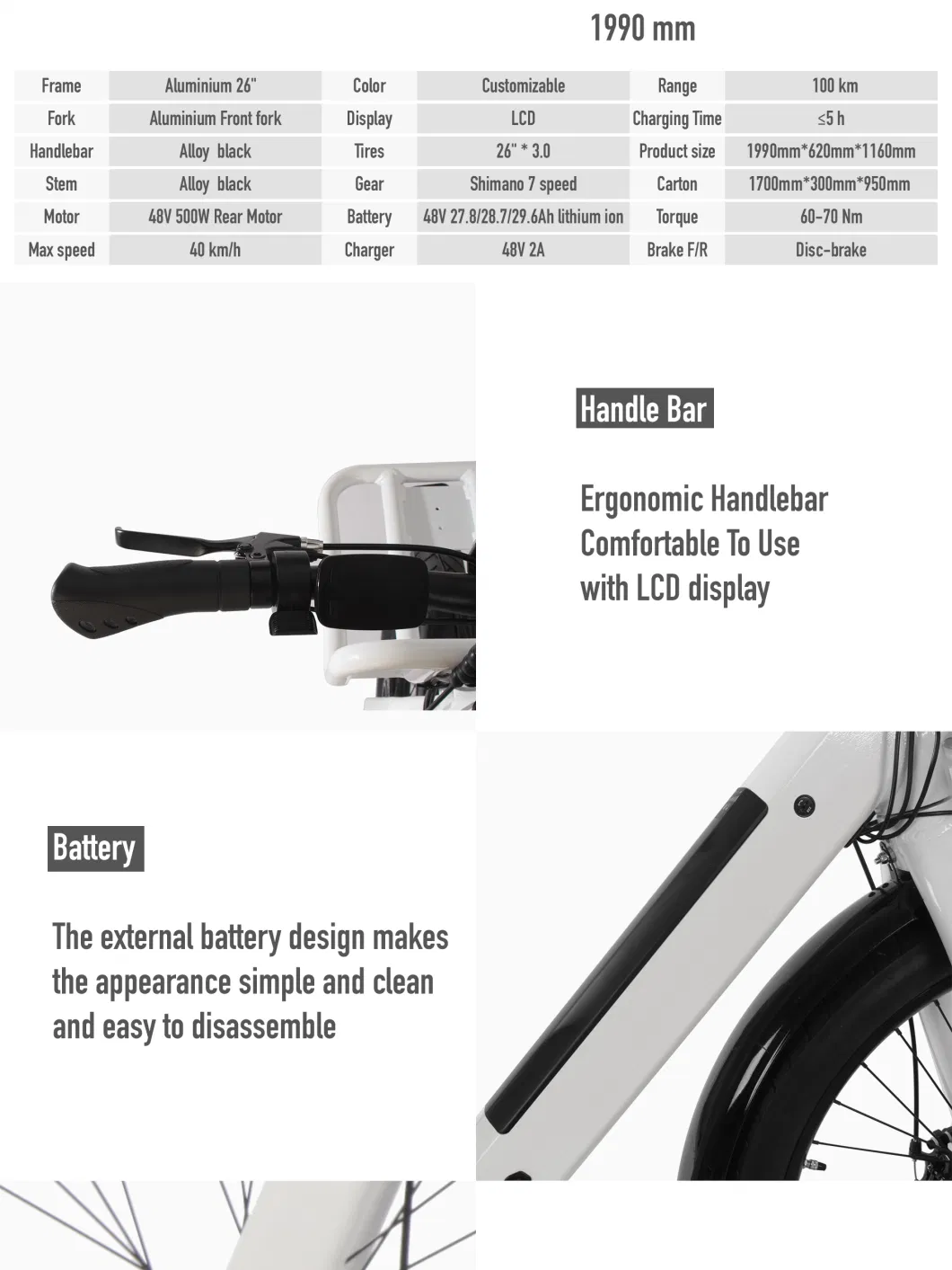 48V 27ah Electric Bike 500W Big Power Electric Bicycle Delivery Two Batteries Fat Tire Cargo Bike